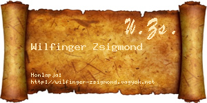 Wilfinger Zsigmond névjegykártya